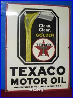 Awesome Vintage TEXACO MOTOR OIL Porcelain Sign