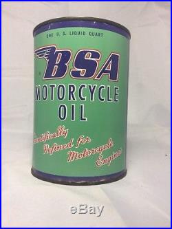 BSA Motorcycle Oil Tin quart Can Vintage RARE circa 1950's not full EMPTY
