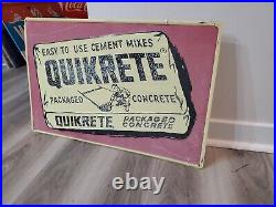C. 1960s Original Vintage Quikrete Concrete Sign Metal Embossed Gas Oil Soda COOL
