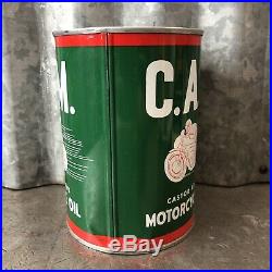 CAM Indian Motorcycle Motor Oil Quart Can Metal VINTAGE ANTIQUE Springfield MA