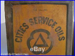 CITIES SERVICE Crew Levick Philadelphia Square 5 Gal Vintage Advertising Oil Can