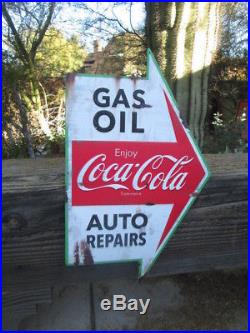 COCA COLA GAS OIL AUTO Repairs METAL COOL old school look Soda Pop Advertising