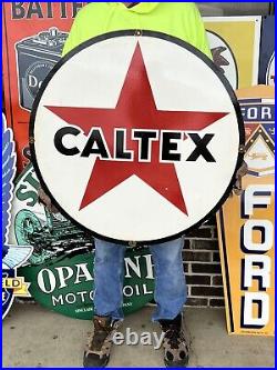 Caltex 30 Inch Vintage Porcelain Gas Oil Sign