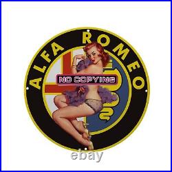 Car Oil Alfa Romeo Porcelain Vintage Style Gas Pump Sign