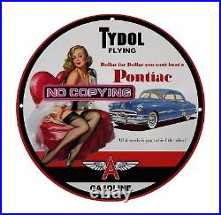 Car Oil Pontiac Porcelain Vintage Style Gas Pump Sign