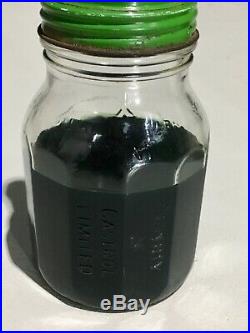 Castrol Glass Pint oil bottle 20w30. Vintage Collectible Metal Pourer & Cap tin
