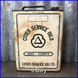 Cities Service One Gallon Oil Can Metal Vintage Antique Old