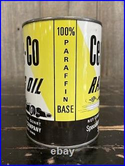 Cool Vintage 1 Qt Cen-or-co Super Racing Motor Oil Tin Can Race Car Advertising