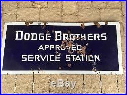 Dodge Brothers Service Station Double Sided Porcelain Vintage Sign Gas & Oil