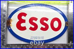 ESSO 12 VINTAGE Genuine FLAT Gas Pump Plate Service Station Porcelain Sign ESSO 12 VINTAGE Genuine FLAT Gas Pump Plate Service Station Porcelain Sign