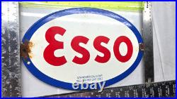 ESSO 12 VINTAGE Genuine FLAT Gas Pump Plate Service Station Porcelain Sign