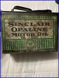 Early Rare Vintage Sinclair Opaline Motor Oil Pinstripe Half Gallon Can