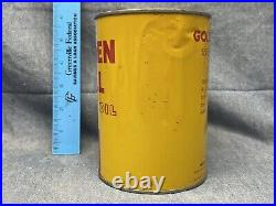 Early Vintage 1Qt Gas Service Station GOLDEN SHELL Motor Oil Tin Can