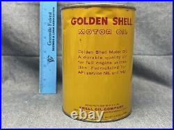 Early Vintage 1Qt Gas Service Station GOLDEN SHELL Motor Oil Tin Can