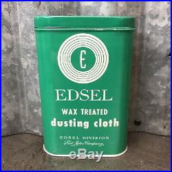 Edsel Dusting Cloth Tin Oil Can Antique Vintage Edsel Motors Ford
