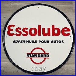 Essolube Motor Oil French Metal Sign Super Oil For Autos Standard France Vintage