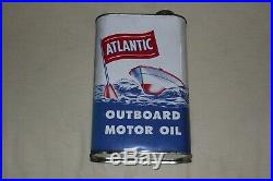 FULL 1 Quart Oil Can ATLANTIC Outboard Motor Oil Boat 1950s Vintage New