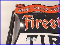 Firestone Tires Auto Supply's Flange Sign Steel Thick Porcelain Vintage Gas Oil