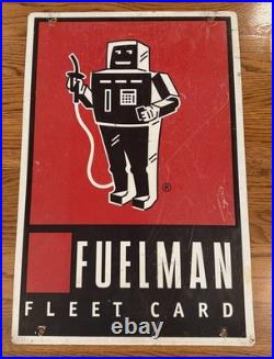 Fuelman Metal Sign Gas Oil Service Station Advertising Sign Double Sided Vintage