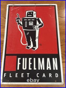 Fuelman Metal Sign Gas Oil Service Station Advertising Sign Double Sided Vintage