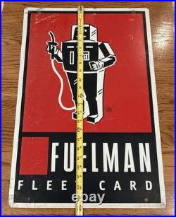 Fuelman Metal Sign Gas Oil Service Station Advertising Sign Double Sided Vintage