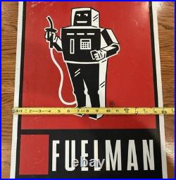 Fuelman Metal Sign Gas Oil Service Station Advertising Sign Double Sided Vintage