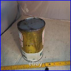 Full White Rose Oil can Quart vintage motor oil can tin Gold (Dent) Canada Tin