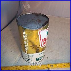 Full White Rose Oil can Quart vintage motor oil can tin Gold (Dent) Canada Tin