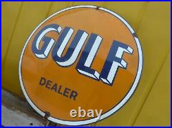 GULF Dealer porcelain sign advertising vintage gasoline 20 oil gas USA Le Mans