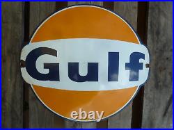 GULF porcelain sign advertising vintage gas oil 21.25 USA gas station 60s logo