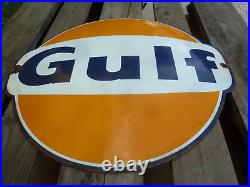 GULF porcelain sign advertising vintage gas oil 21.25 USA gas station 60s logo