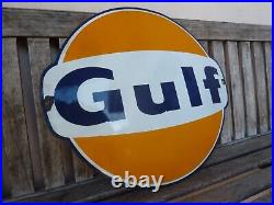 GULF porcelain sign advertising vintage gasoline 22 oil gas USA Le Mans racing