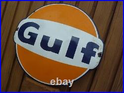 GULF porcelain sign advertising vintage gasoline 22 oil gas USA Le Mans racing