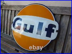 GULF porcelain sign advertising vintage gasoline 22 oil gas USA Le Mans racing