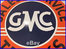 General Motors Sales & Service Porcelain Sign Steel Thick Vintage Gas Oil Garage