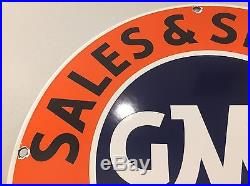 General Motors Sales & Service Porcelain Sign Steel Thick Vintage Gas Oil Garage