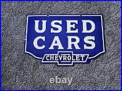 Giant Vintage 1950's Chevrolet Double-sided Porcelain Sign 30 X 20