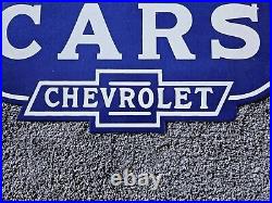 Giant Vintage 1950's Chevrolet Double-sided Porcelain Sign 30 X 20