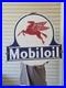 Giant Vintage Mobiloil Pegasus Porcelain Gas Station Sign 24x 22