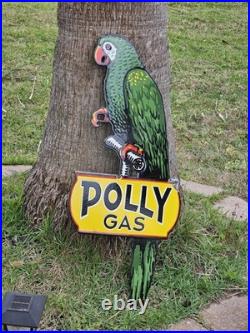 Giant Vintage Polly Gas Dealership Porcelain Sign Diecut Oil &gas 36 X 14.5