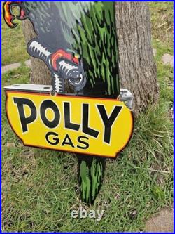 Giant Vintage Polly Gas Dealership Porcelain Sign Diecut Oil &gas 36 X 14.5