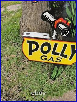 Giant Vintage Polly Gas Dealership Porcelain Sign Diecut Oil &gas 36 X 14.5