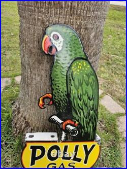 Giant Vintage Polly Gas Dealership Porcelain Sign Diecut Oil &gas 36 X 14.5