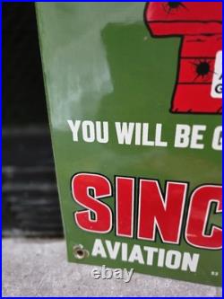 Giant Vintage Sinclair Aviation Gasoline Porcelain Sign 15 X 10