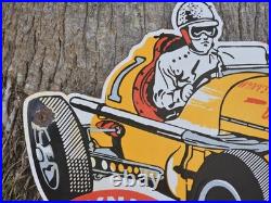 Giant Vintage Wynn's Race Car Lubrication Race Porcelain Sign Car Gas Oil Truck