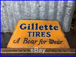 Gillette Tire Rack Display Sign Vintage 1930s Gas Oil Station