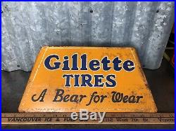 Gillette Tire Rack Display Sign Vintage 1930s Gas Oil Station