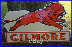Gilmore Lion Metal Gas Sign Porcelain Gas Sign Vintage Lubester Pump Oil