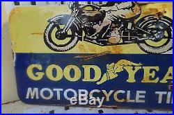 Good Year Motorcycle Metal Flange Sign Vintage Porcelain Gas Sign Lubester Oil