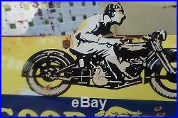 Good Year Motorcycle Metal Flange Sign Vintage Porcelain Gas Sign Lubester Oil